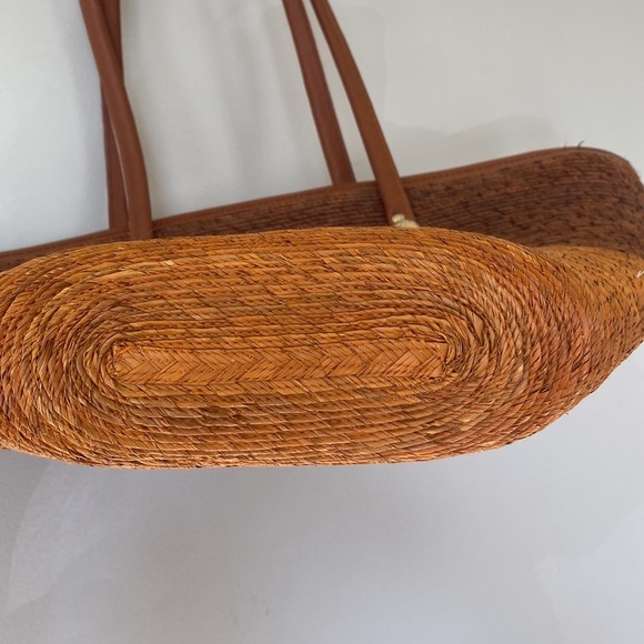 STRAW boho woven market basket bag - Picture 5 of 13